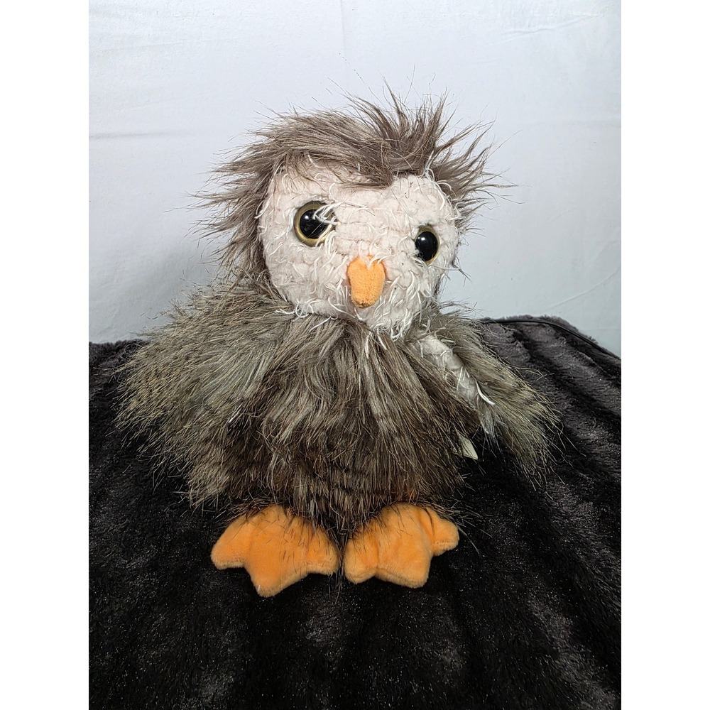 Bunnies By The Bay Shaggy Owl Plush Stuffed Animal Bird Brown Grey NWT